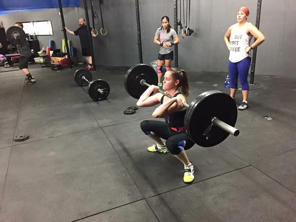 MONDAY 14MAR16 1. 5’ JR 2. 2 RNFT: 2ea kb/db thruster + windmill + ohs 10 ext 2 hollow 3 strict pull ups: 3" eccentric + pause @ top ea rep 5 band around knee squat 3. OHS 5-5-5-5-5 (18’) 4. 21-15-9 (10’ time cap) thruster 95/65 pull up