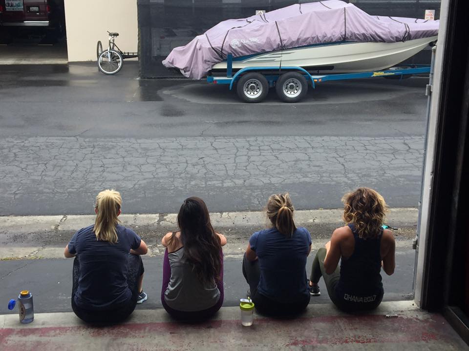 Coach Jamie hanging out with some ladies after the 9:30am class.