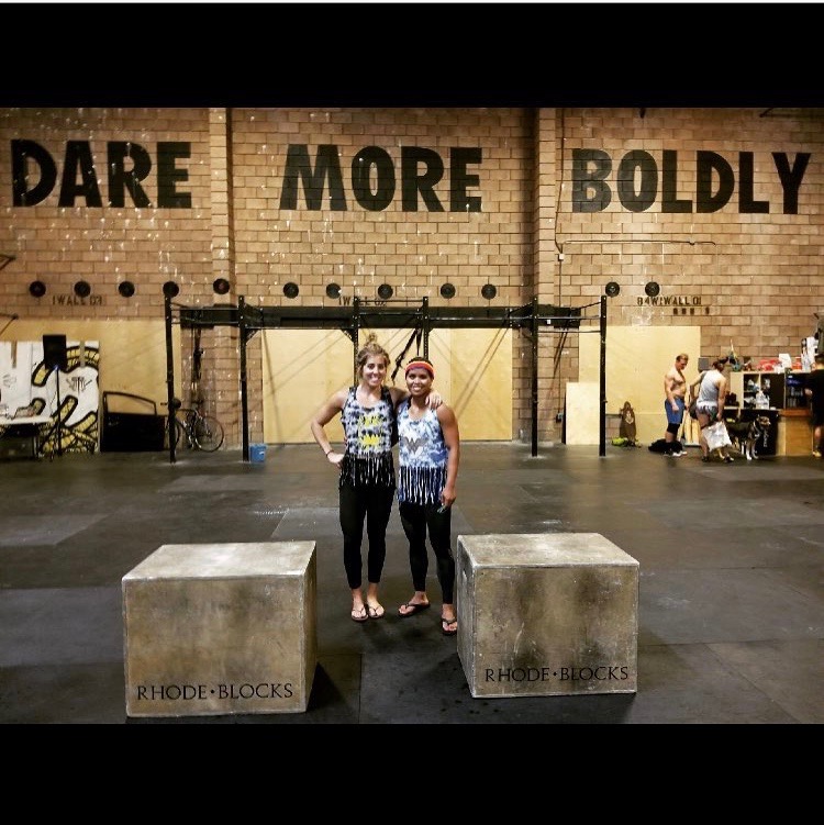 Coach Jamie and Coach Joan during last Fridays competition at Stay Classy CrossFit. 