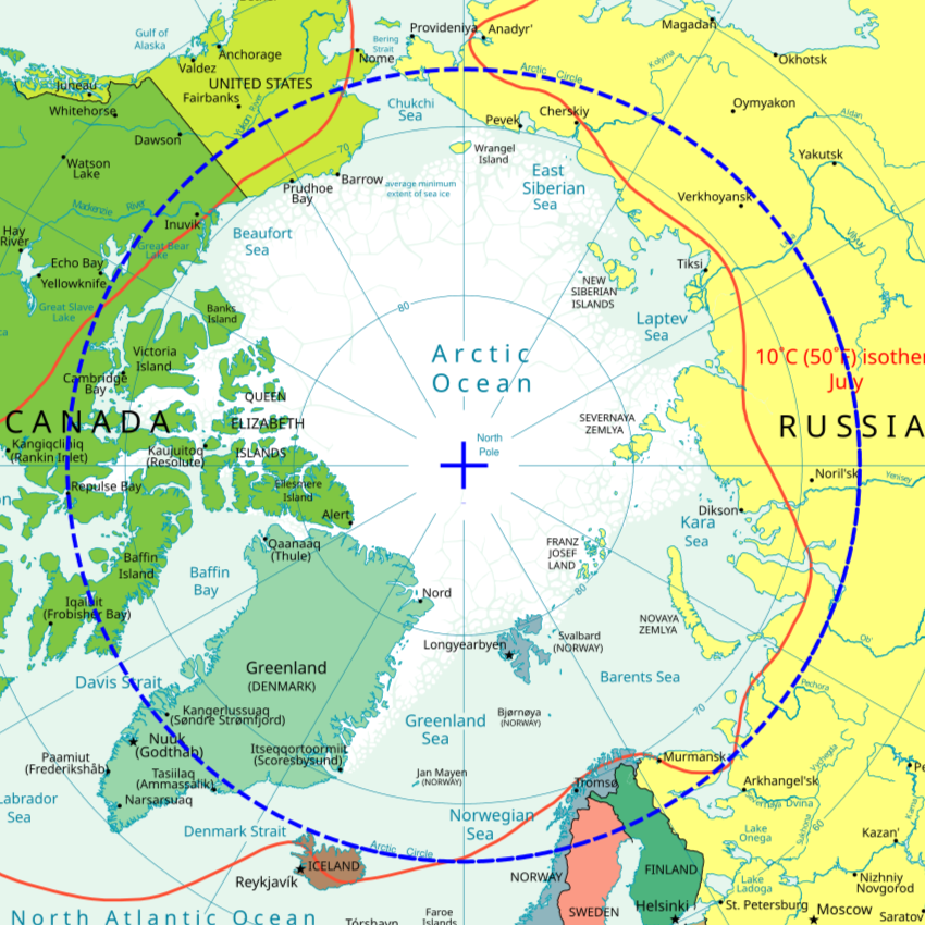 arctic circle + 80th parallel map