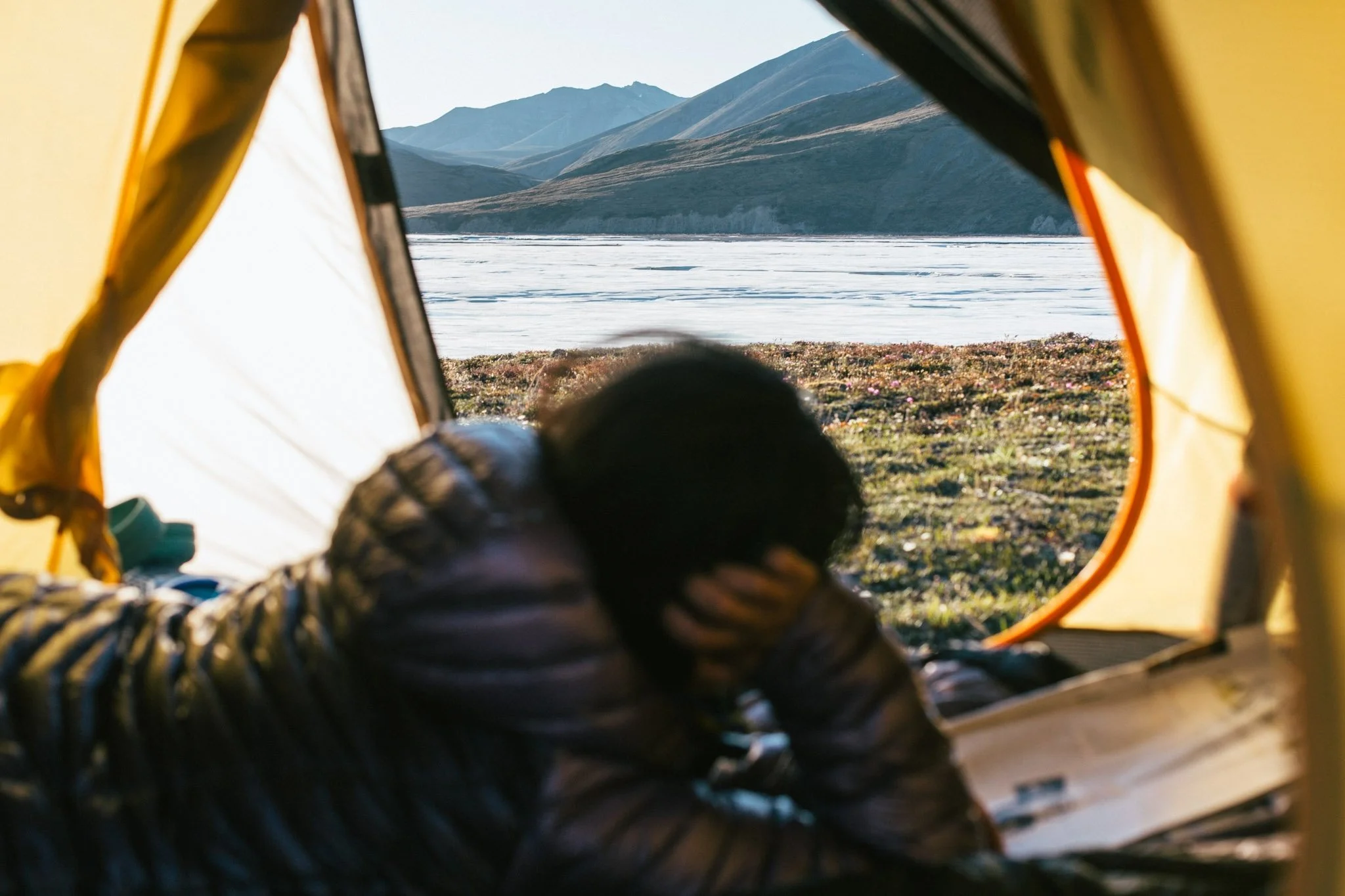 looking at aufeis from the tent
