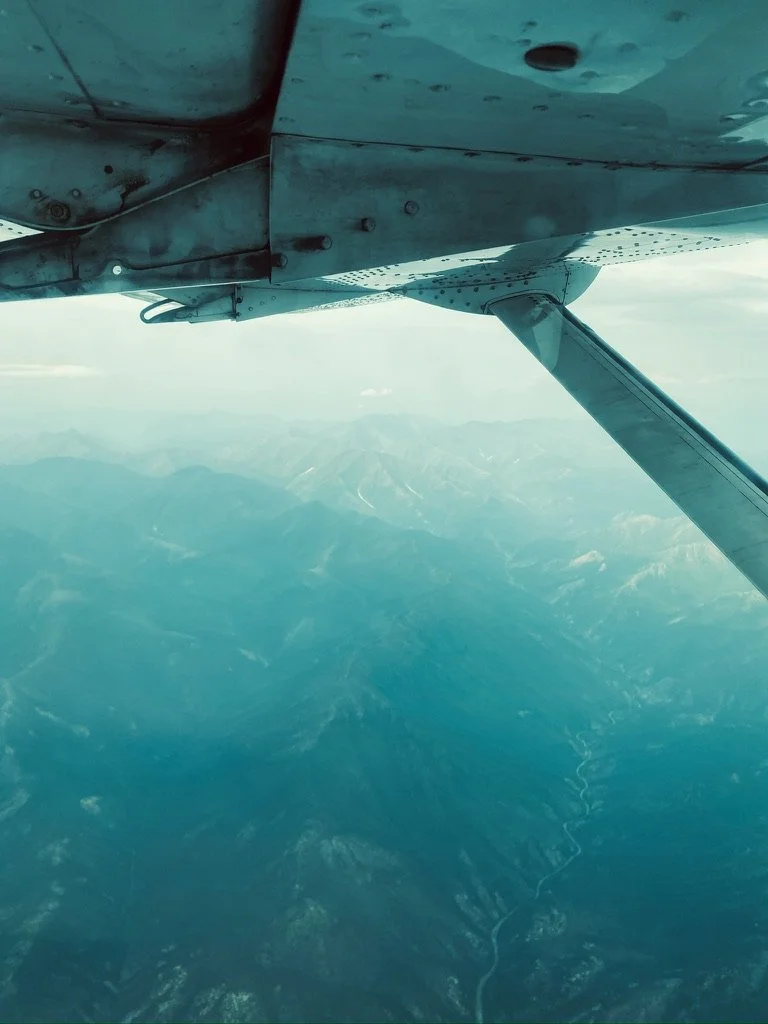 Looking out a bush plane window at The Brooks Range below.