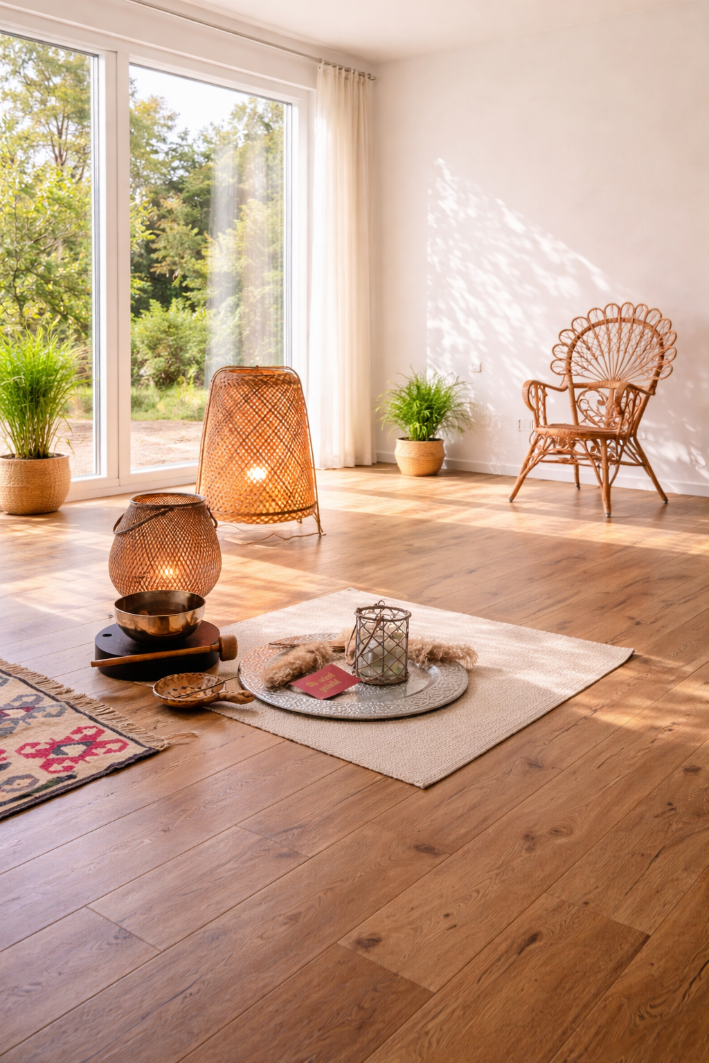 Beruhigender Meditationsraum im Tageslicht.png