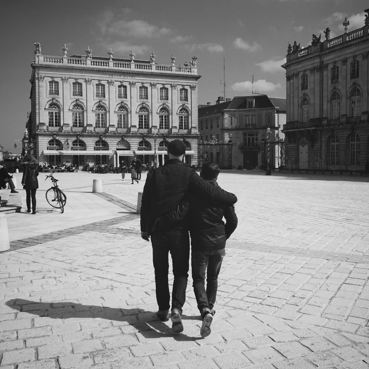Strolling through the town square of Nancy, France, March 2018.