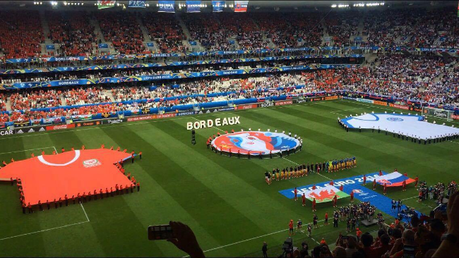 Photo:@ryanljones8. My brother Ryan sends a photo from inside the Nouveau Stade de Bordeaux before kick-off.