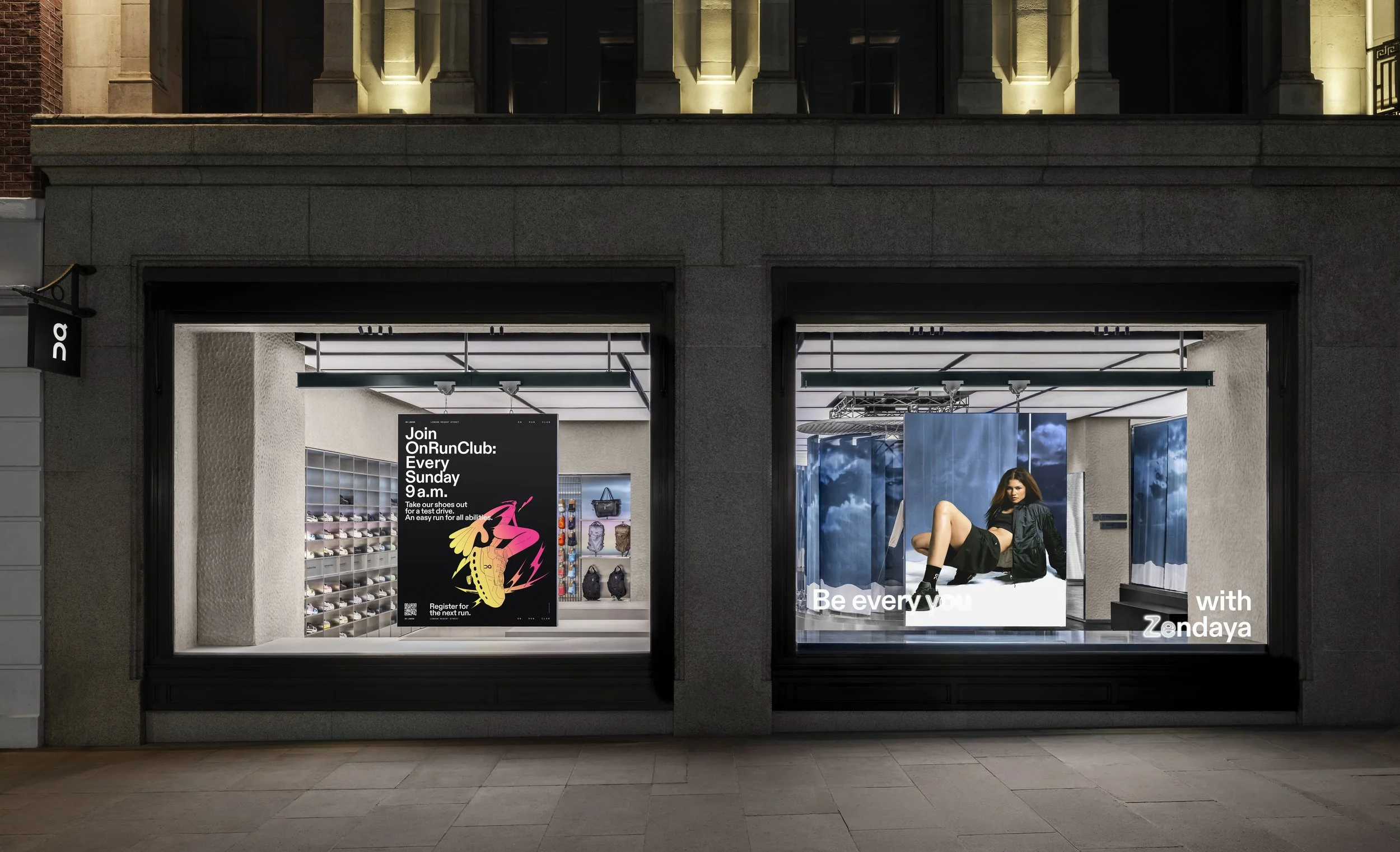 On Running Regent Street Zendaya Window Campaign