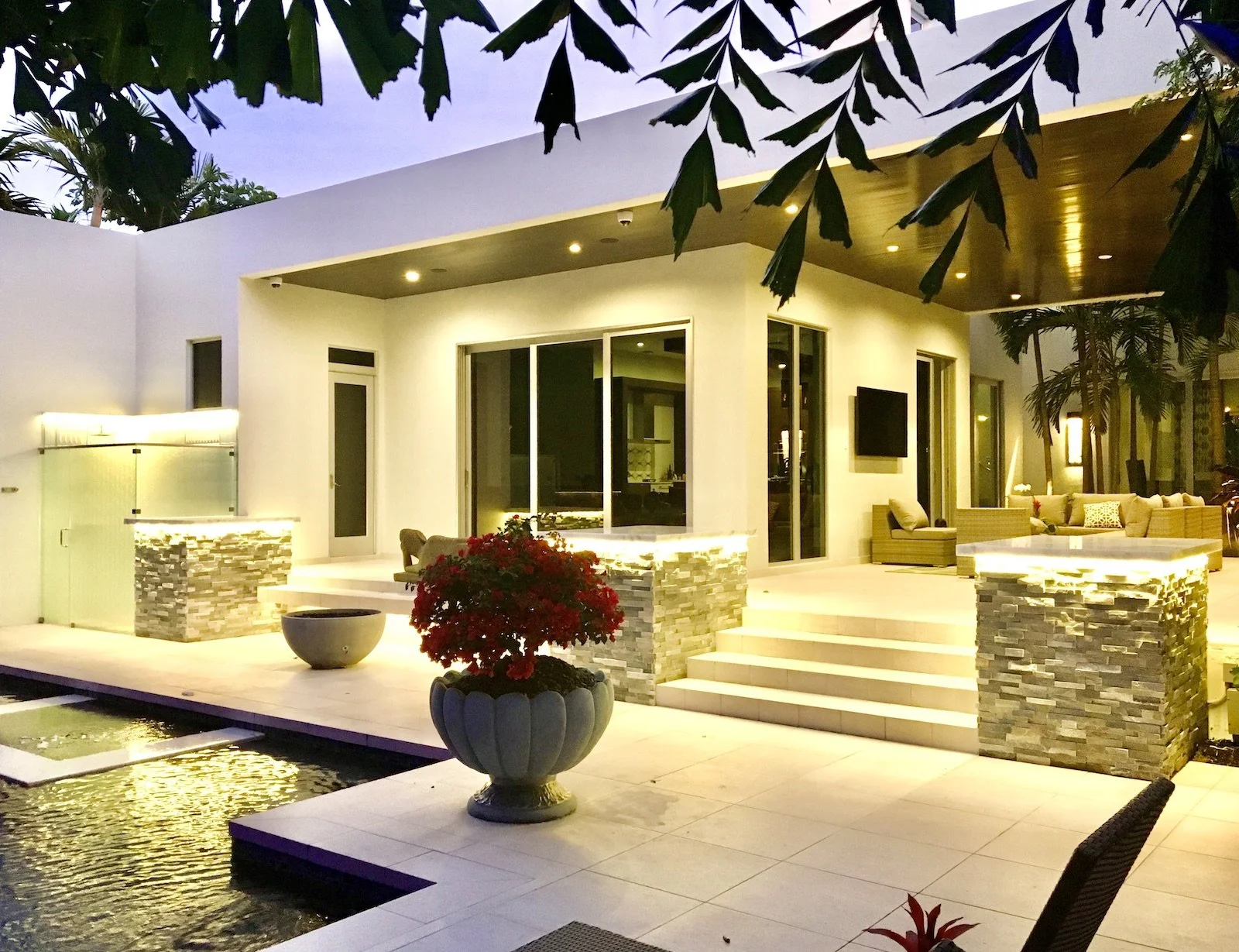 modern tropical pool and patio embodies resort style living in Fort Lauderdale
