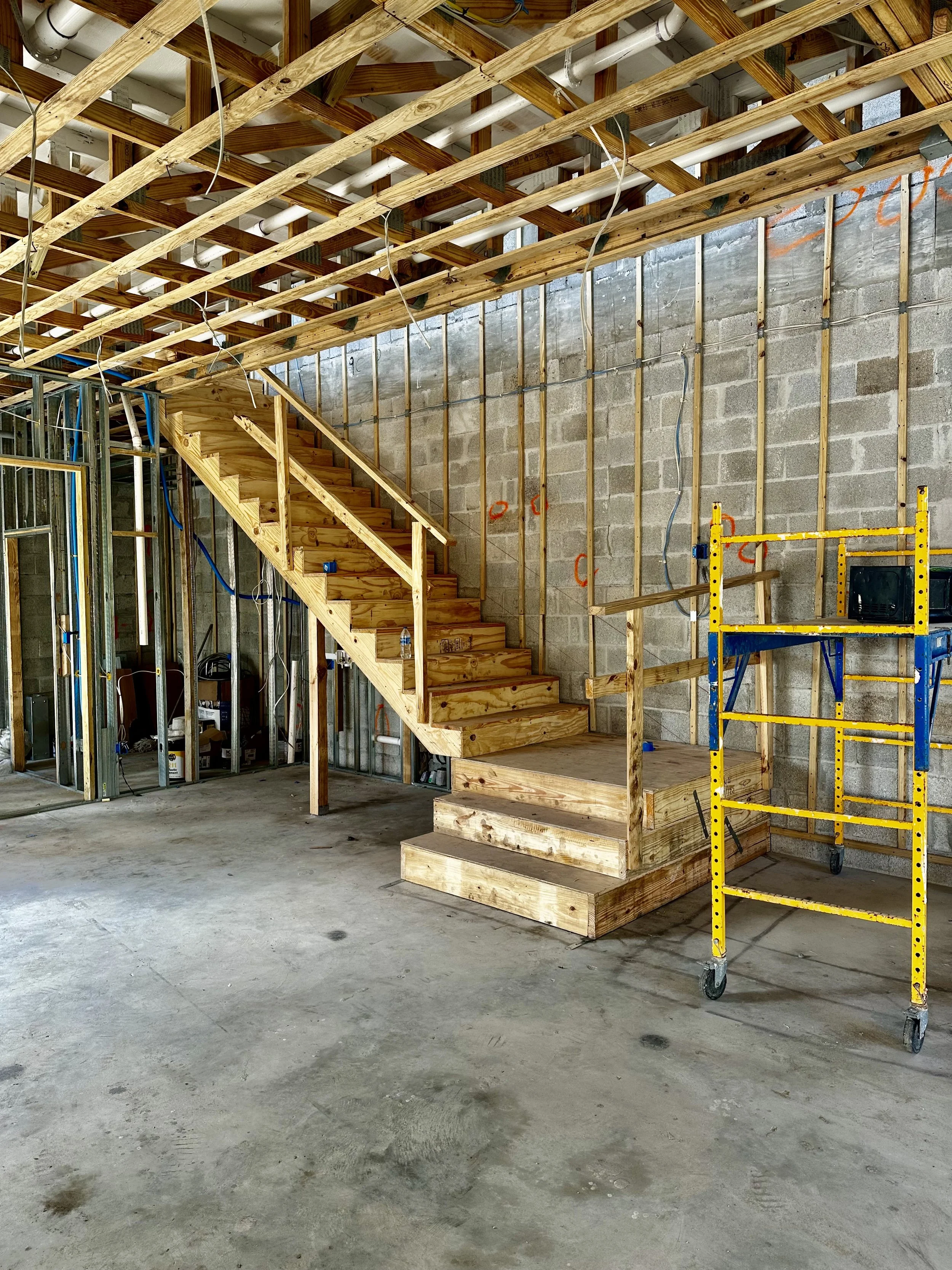 design-build of staircase before completion in Boca Raton