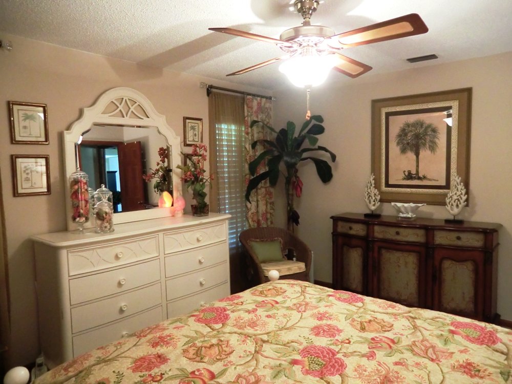 Interior design services for Tropical - Colonial - Bahamas Style guest bedroom located in Saint Andrews Country Club