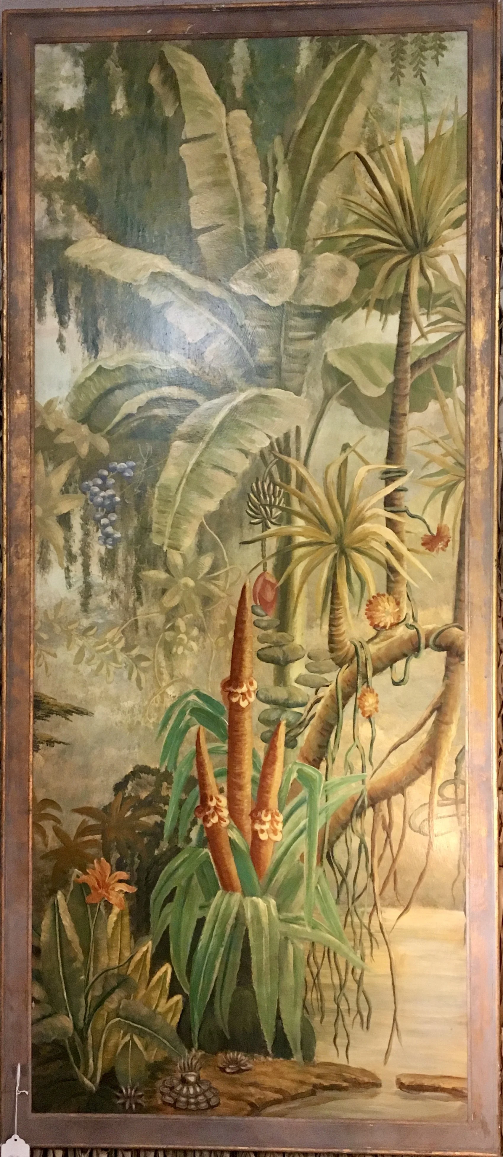large artwork with tropical British colonial style landscape