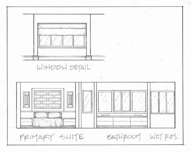 Architectural elevation of a Modern Mid-Century primary suite addition in Fort Lauderdale.