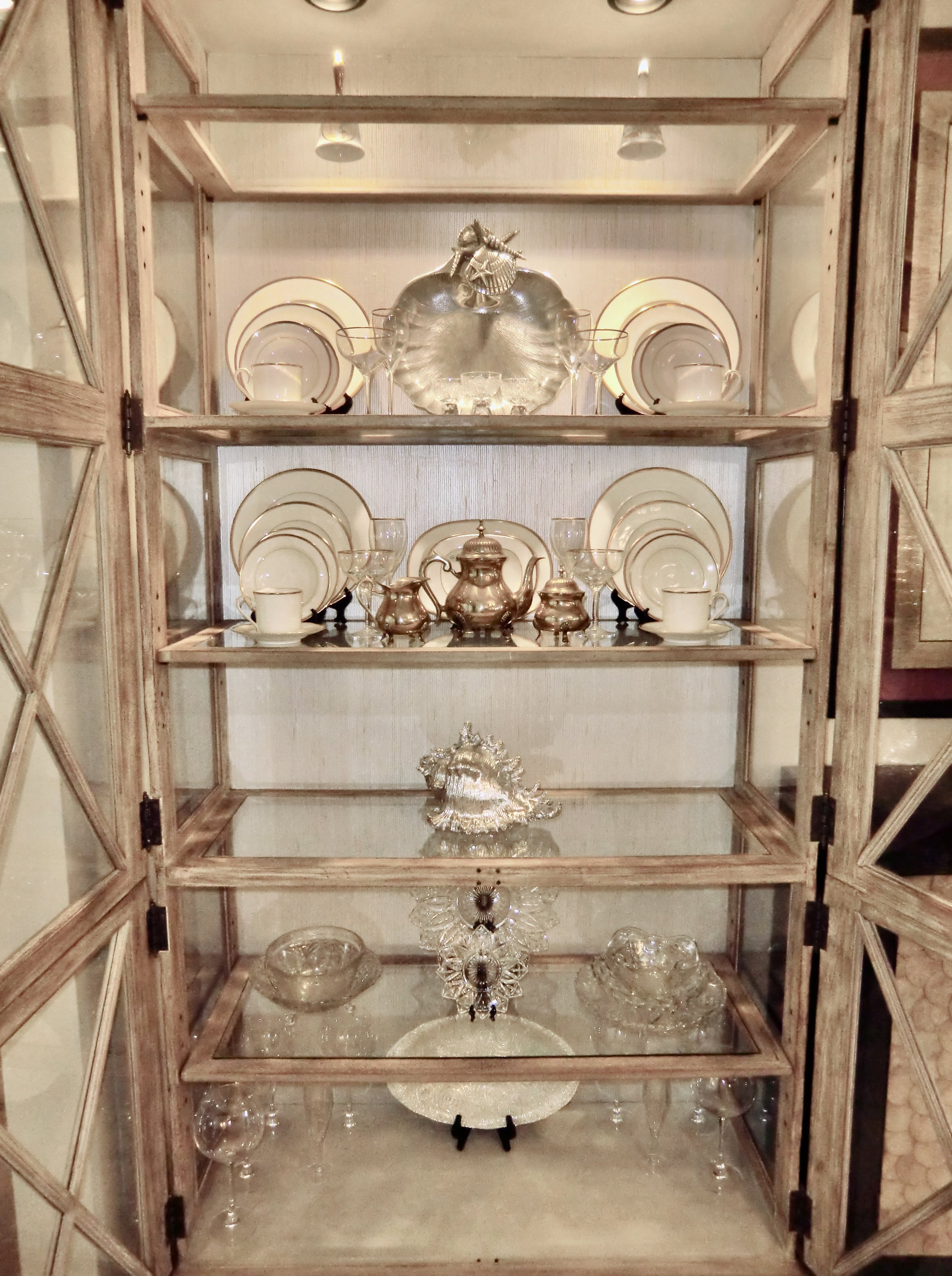 coastal British Colonial style dining hutch in Delray Beach