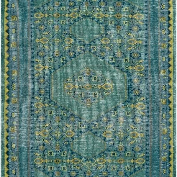 aqua and lime green traditional rug for dining room