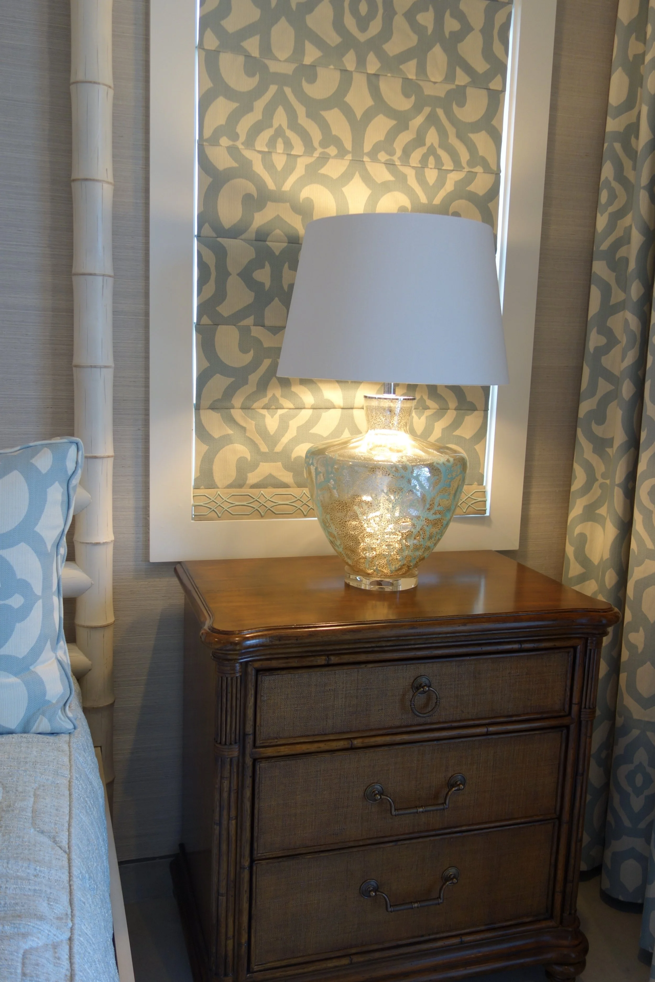 British Colonial Bahamas bedroom with four poster bed in Fort Lauderdale