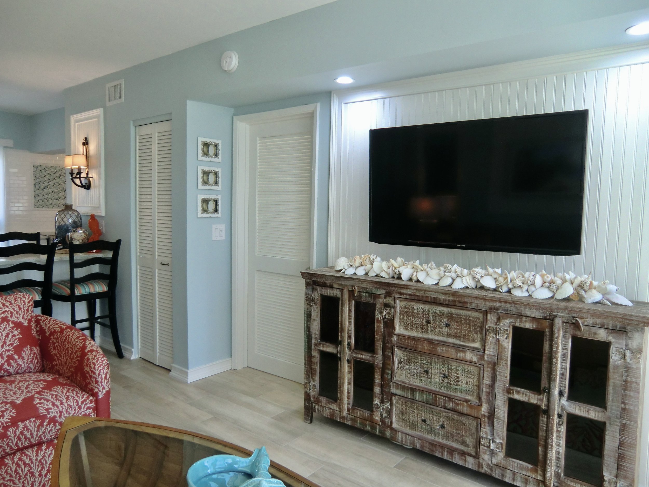 luxury living room with rustic coastal furniture at Ocean Reef Club