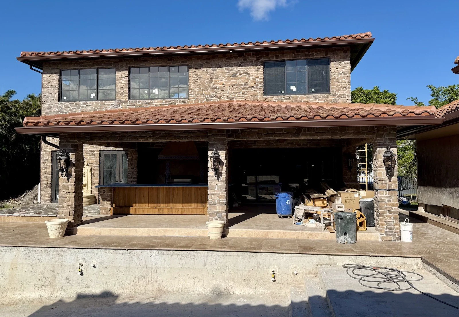 home remodel of old world Mediterranean guest house under construction