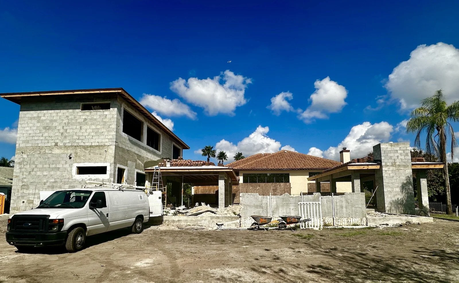Mediterranean design-build home under construction in Fort Lauderdale