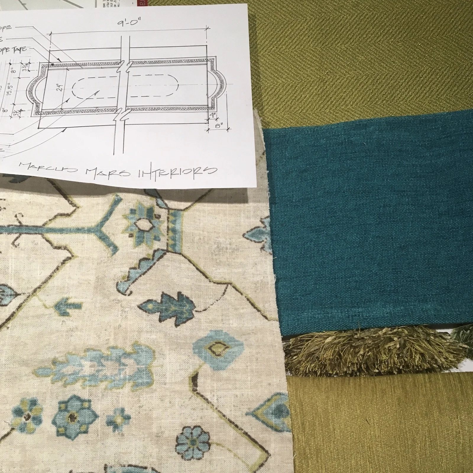 traditional mediterranean fabric for custom drapery in Boca Raton