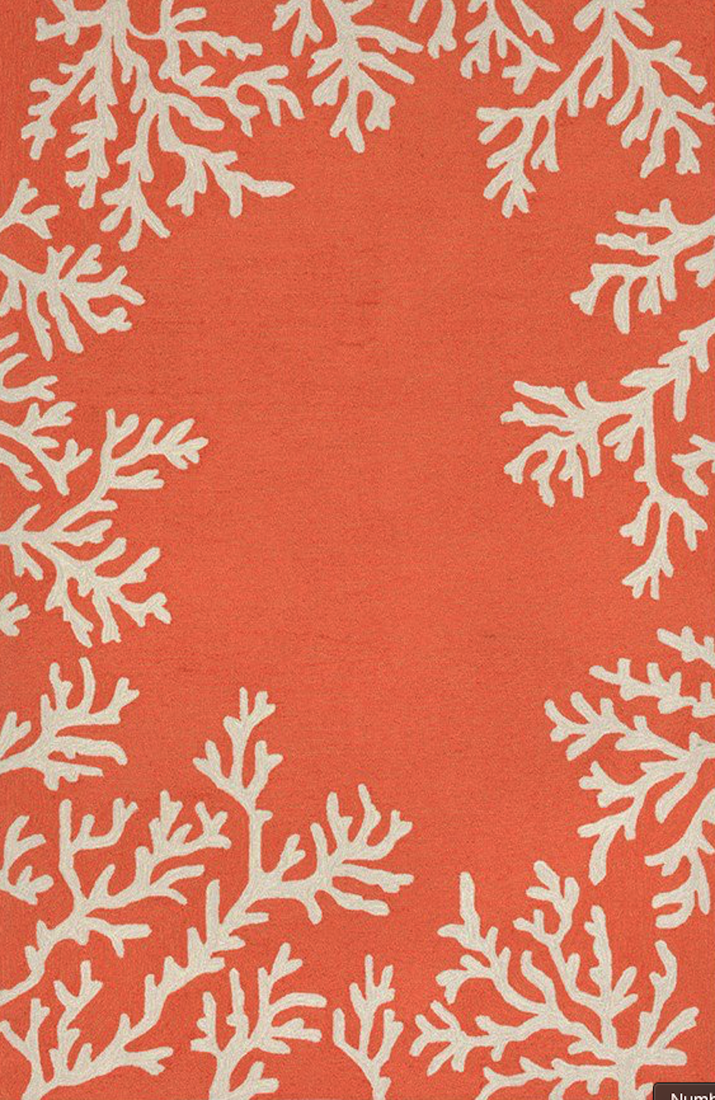 modern tropical coral color rug with white coral