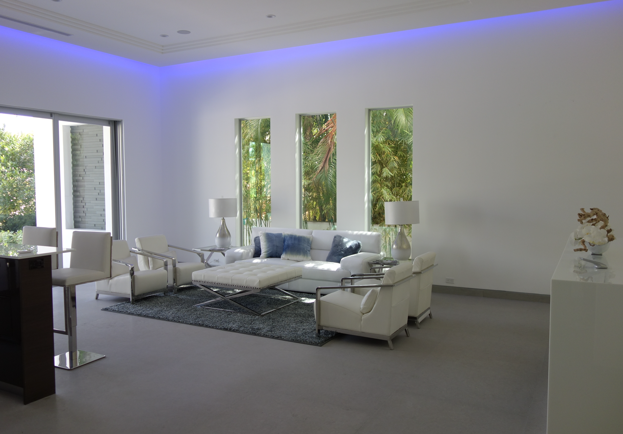 modern living room before interior design remodel in Fort Lauderdale