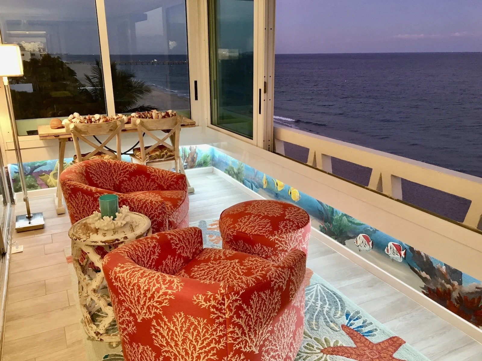 oceanfront coastal colorful balcony in the Florida Keys