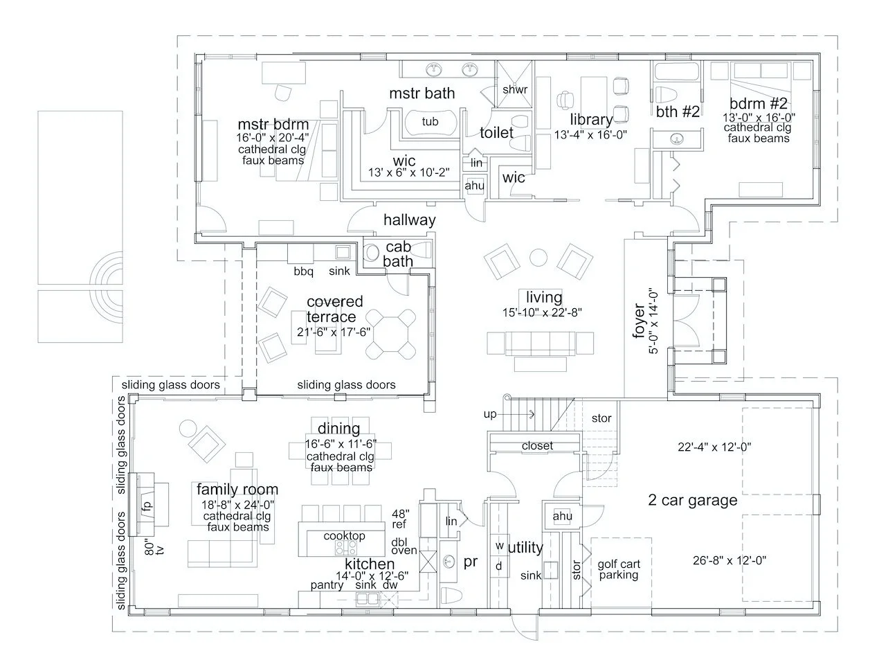 Architectural floor plan for Mediterranean design-build home remodeling project in Boca Raton