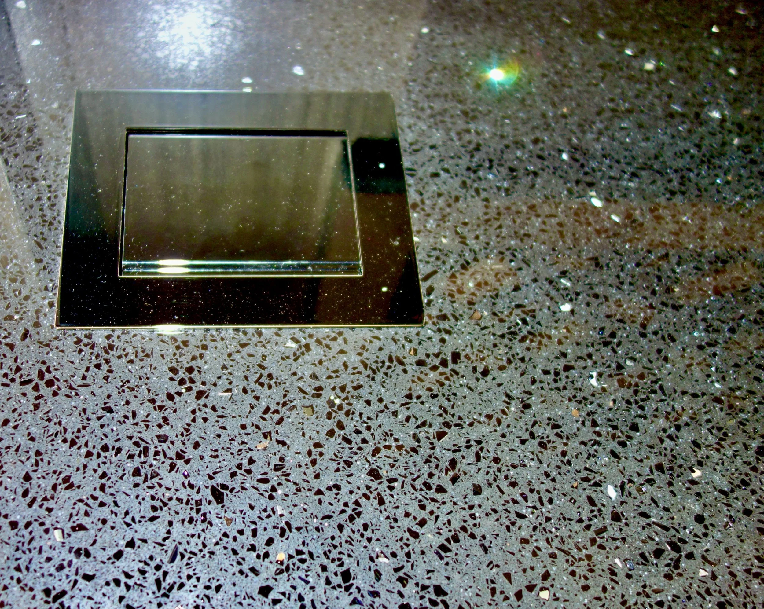 custom wall unit with quartz counter top and outlet on Las Olas Blvd., Fort Lauderdale