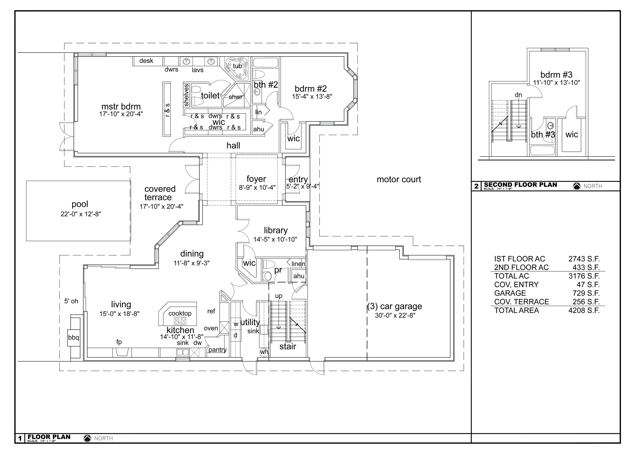 architect floor plan of Mediterranean custom home in Boca Raton