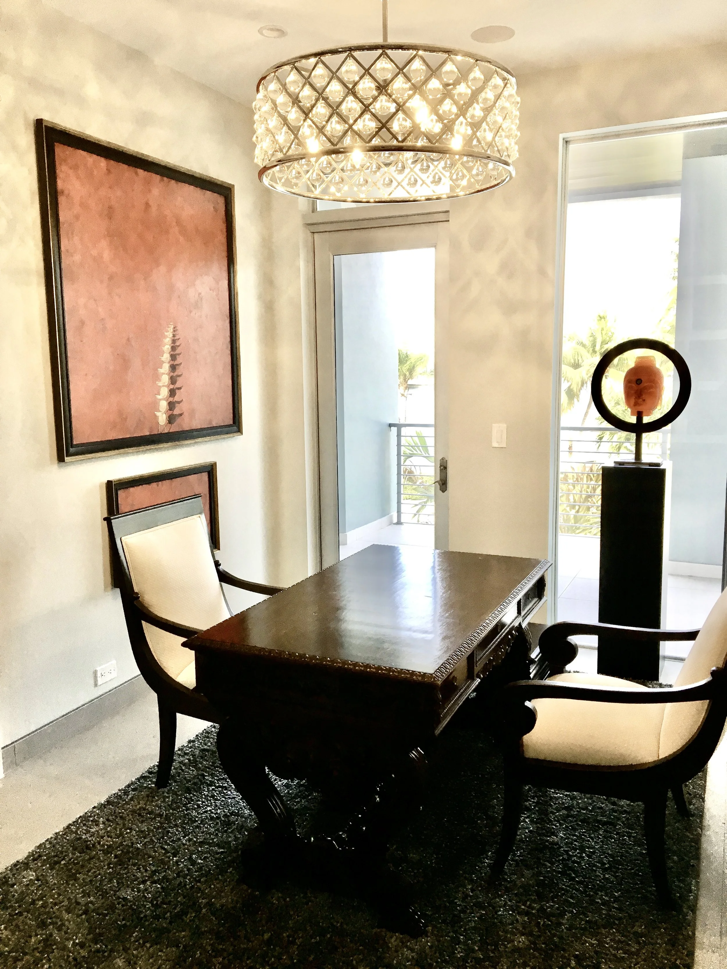 modern office with traditional desk and chairs on Las Olas, Fort Lauderdale