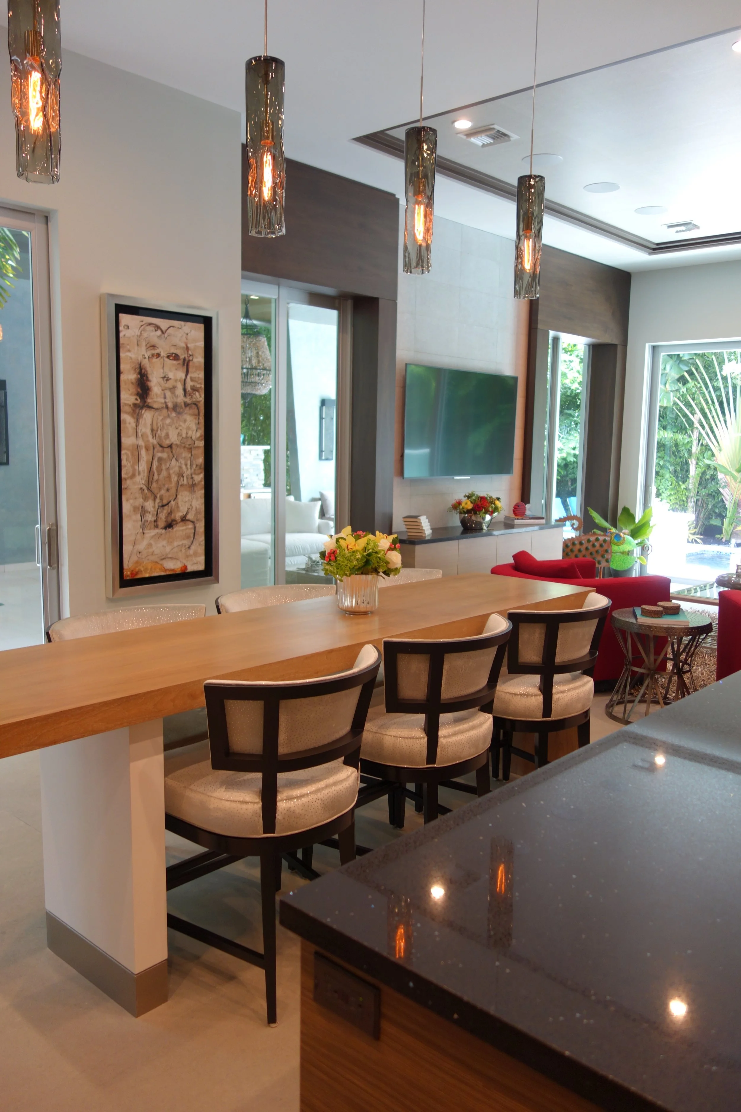 modern kitchen with island in open concept room in Fort Lauderdale