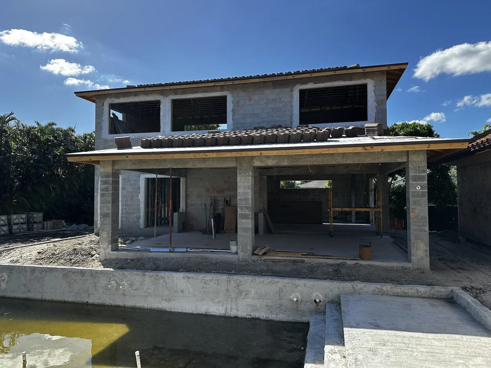 exterior home remodel under construction of guest house in Fort Lauderdale