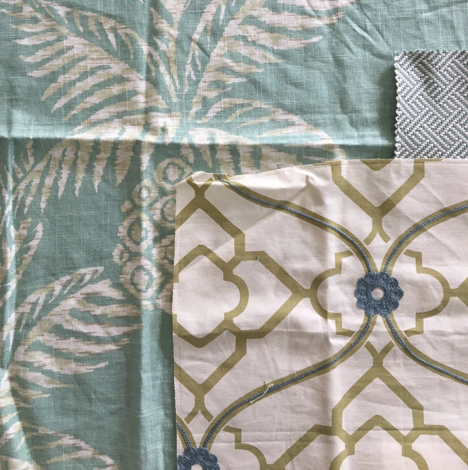 Modern British Colonial fabrics for custom bedding and drapes at Ocean Reef Club