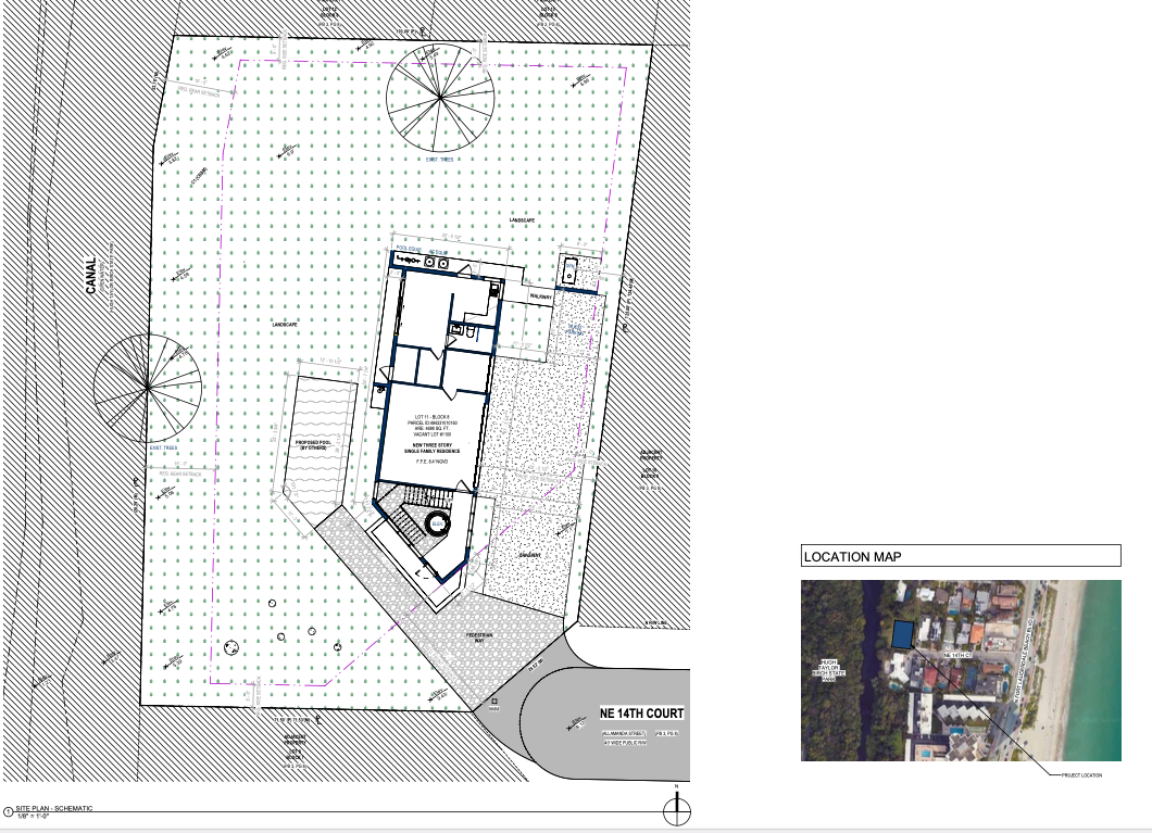architectural site plan drawing for design-build custom home in Fort Lauderdale