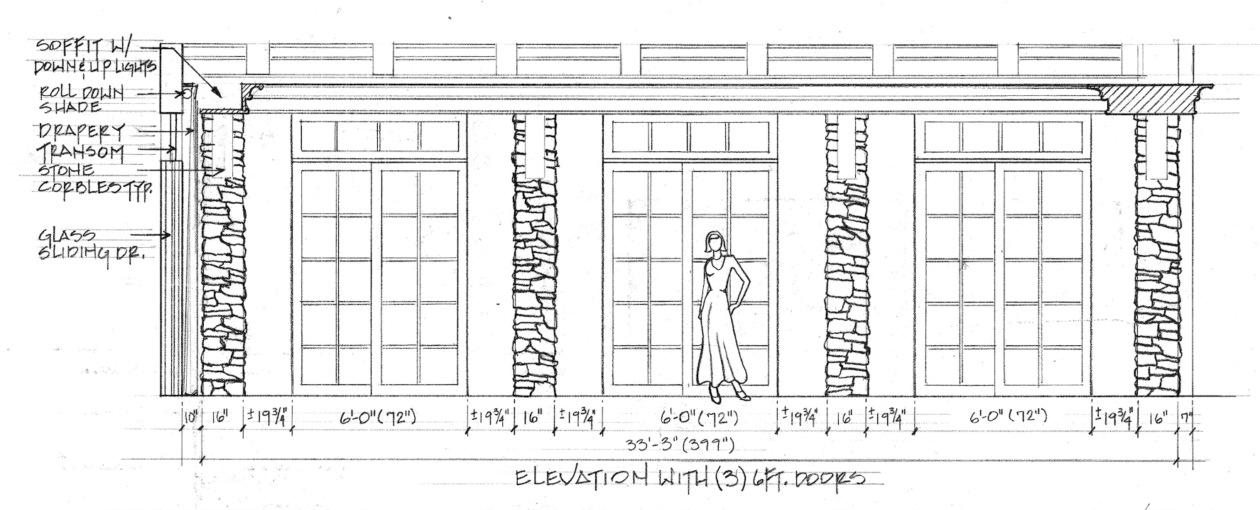 Mediterranean custom home with stone columns and wood beam ceiling in Boca Raton