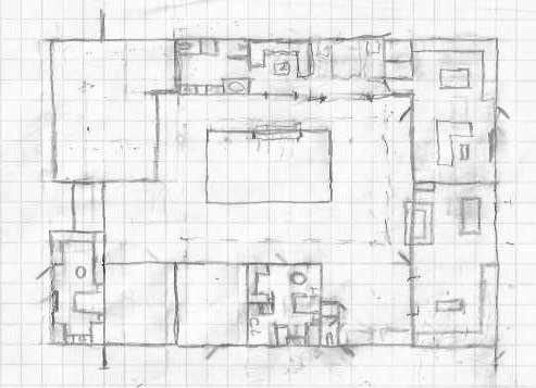 clients sketch of floor plan of custom home in Fort Lauderdale