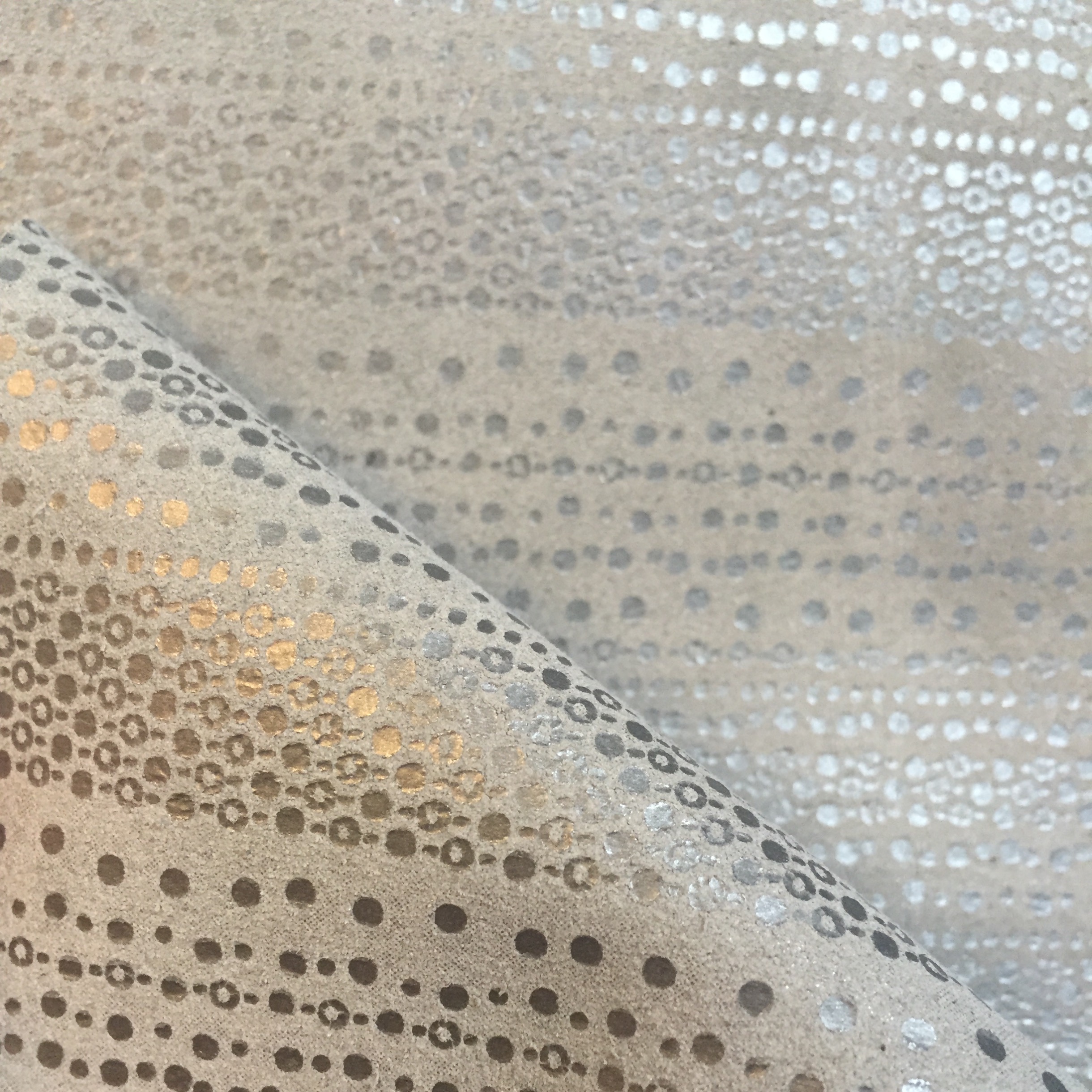 Dancing Jewels - Gunmetal Foil on Taupe