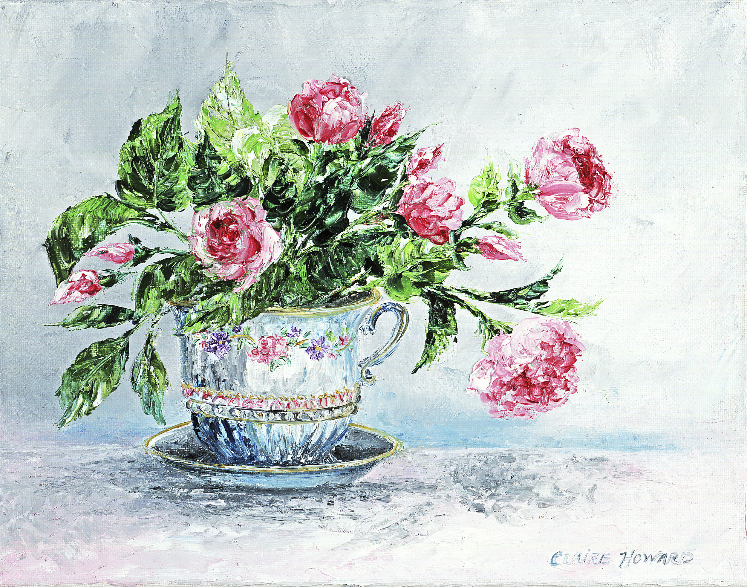 Tea Cup Roses, , Oil 11x14