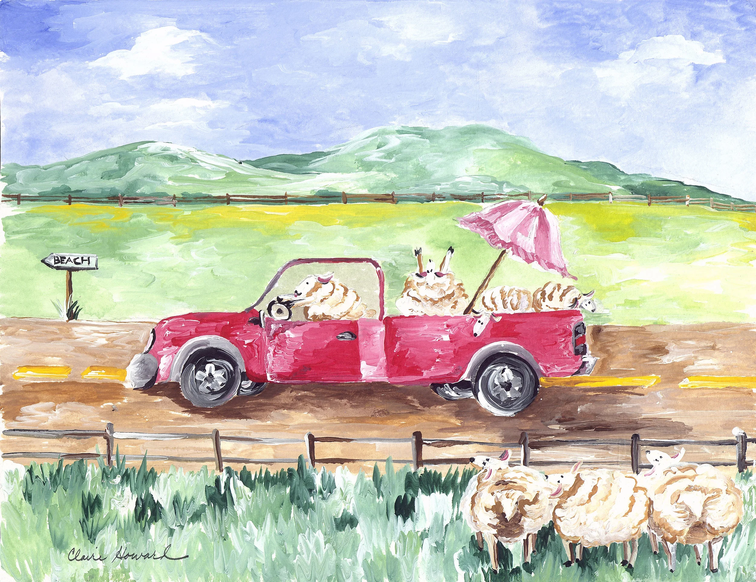 Off to the Beach, Acrylic 8 x 10