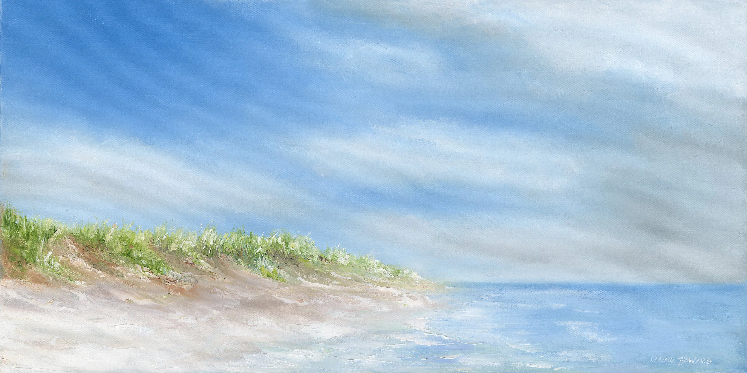 Walking Along the Dunes, Oil 15x30
