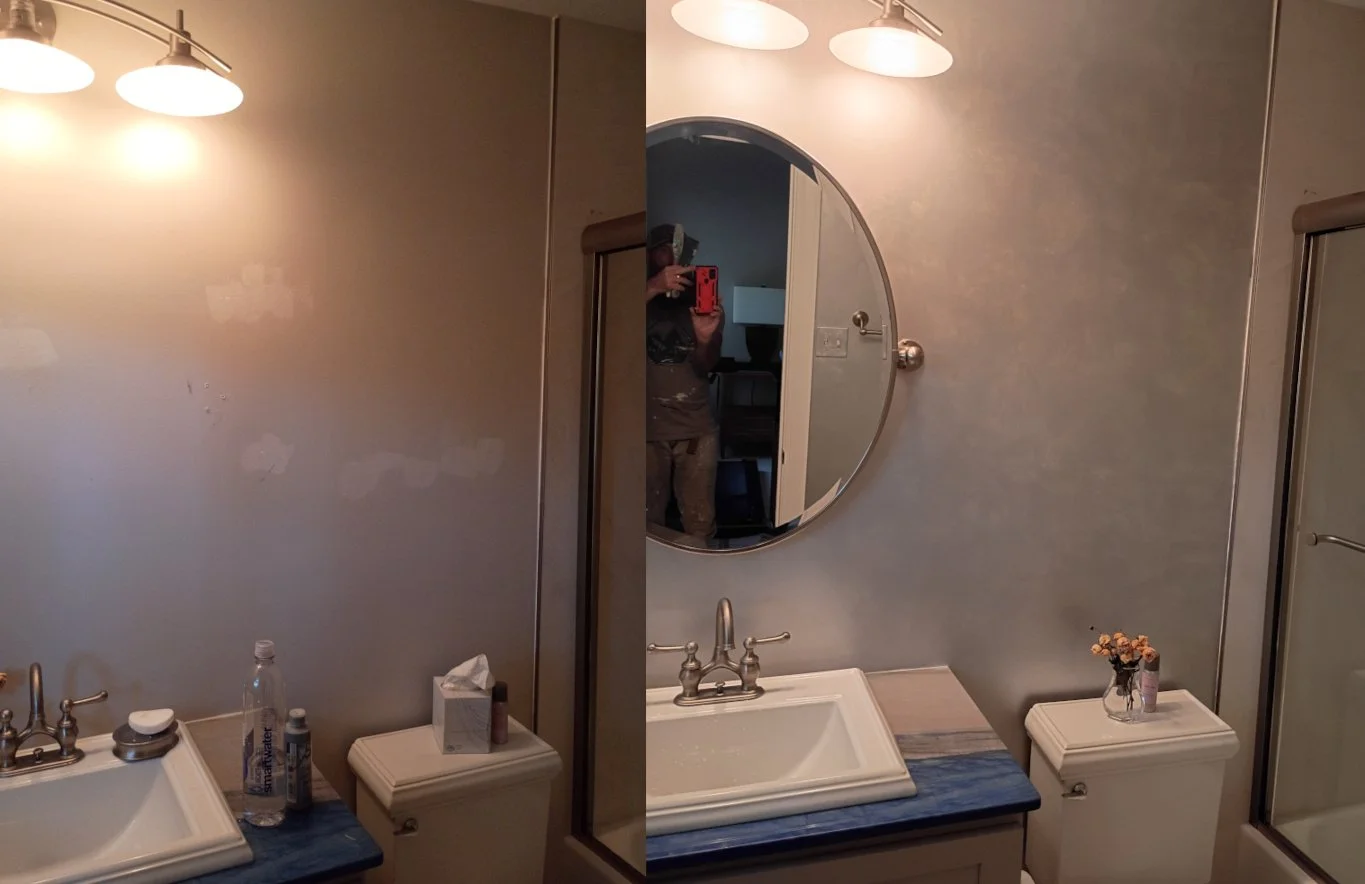 Before and after Metalic Glaze Troweled