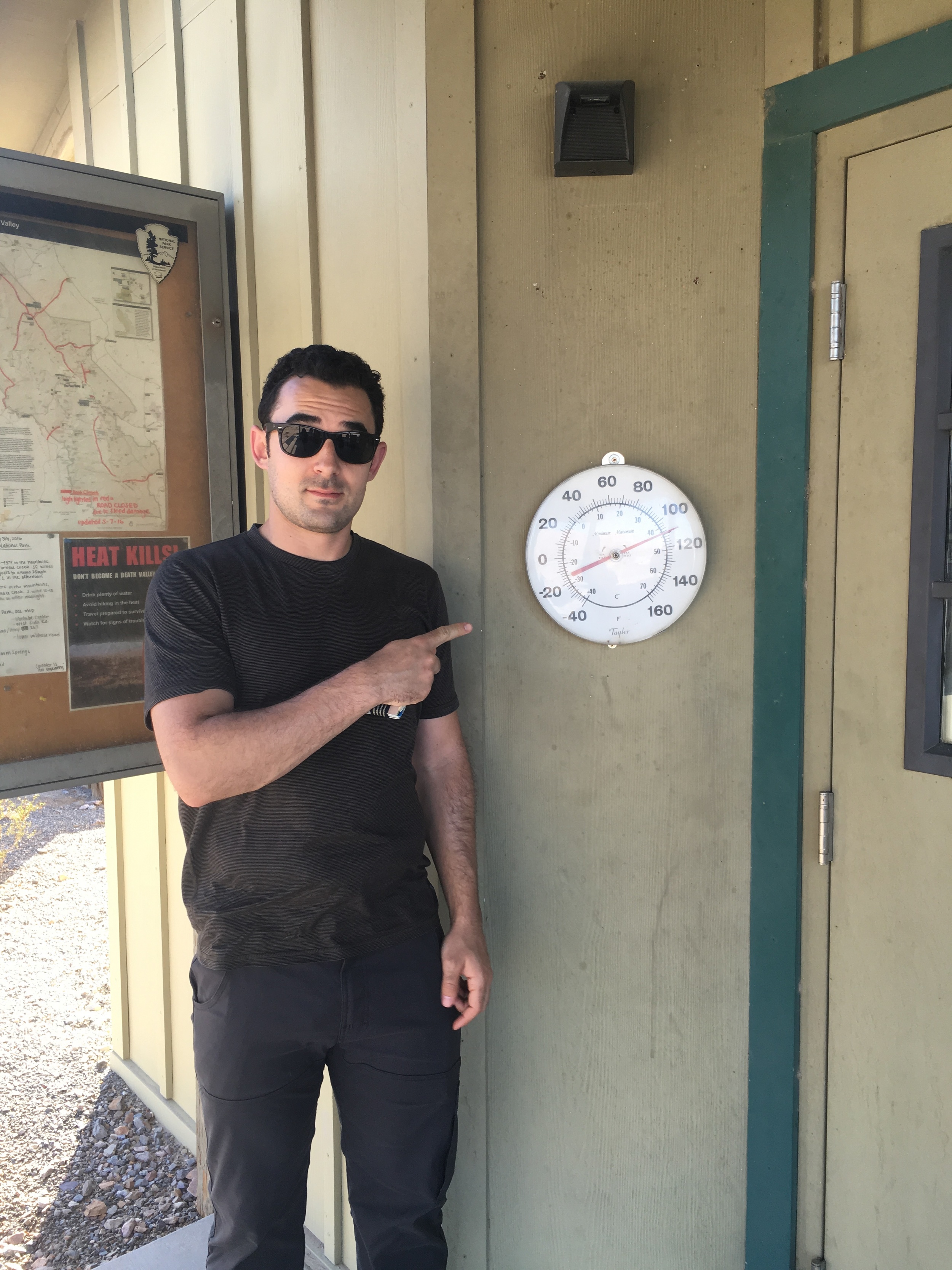 Adam may look super chill about the overwhelming heat here, but one of us got heat stroke and it wasn't me. 
