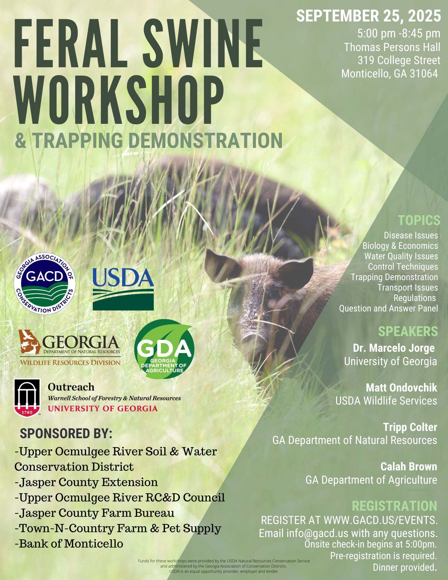Upper Ocmulgee River SWCD/Jasper County Feral Swine Workshop
