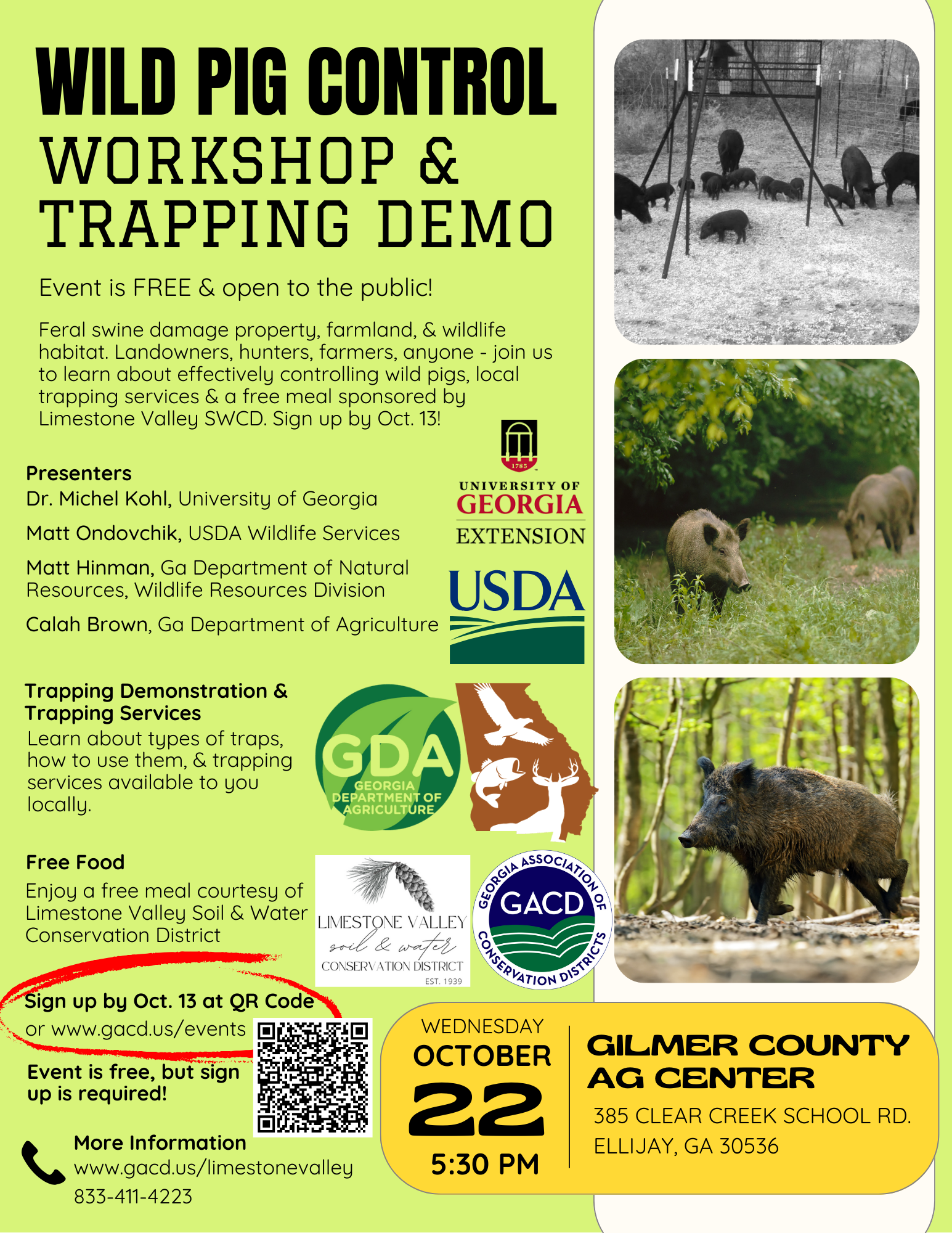 Feral Swine Control Workshop & Trapping Demo - Ellijay, GA