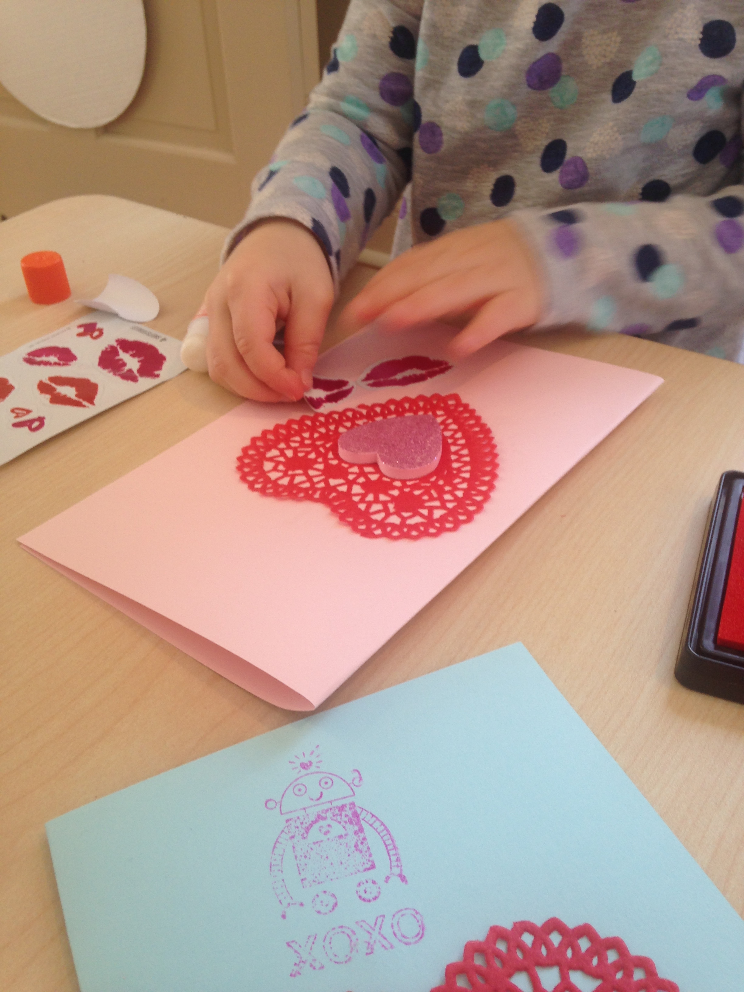 Creating Valentine's Day cards!