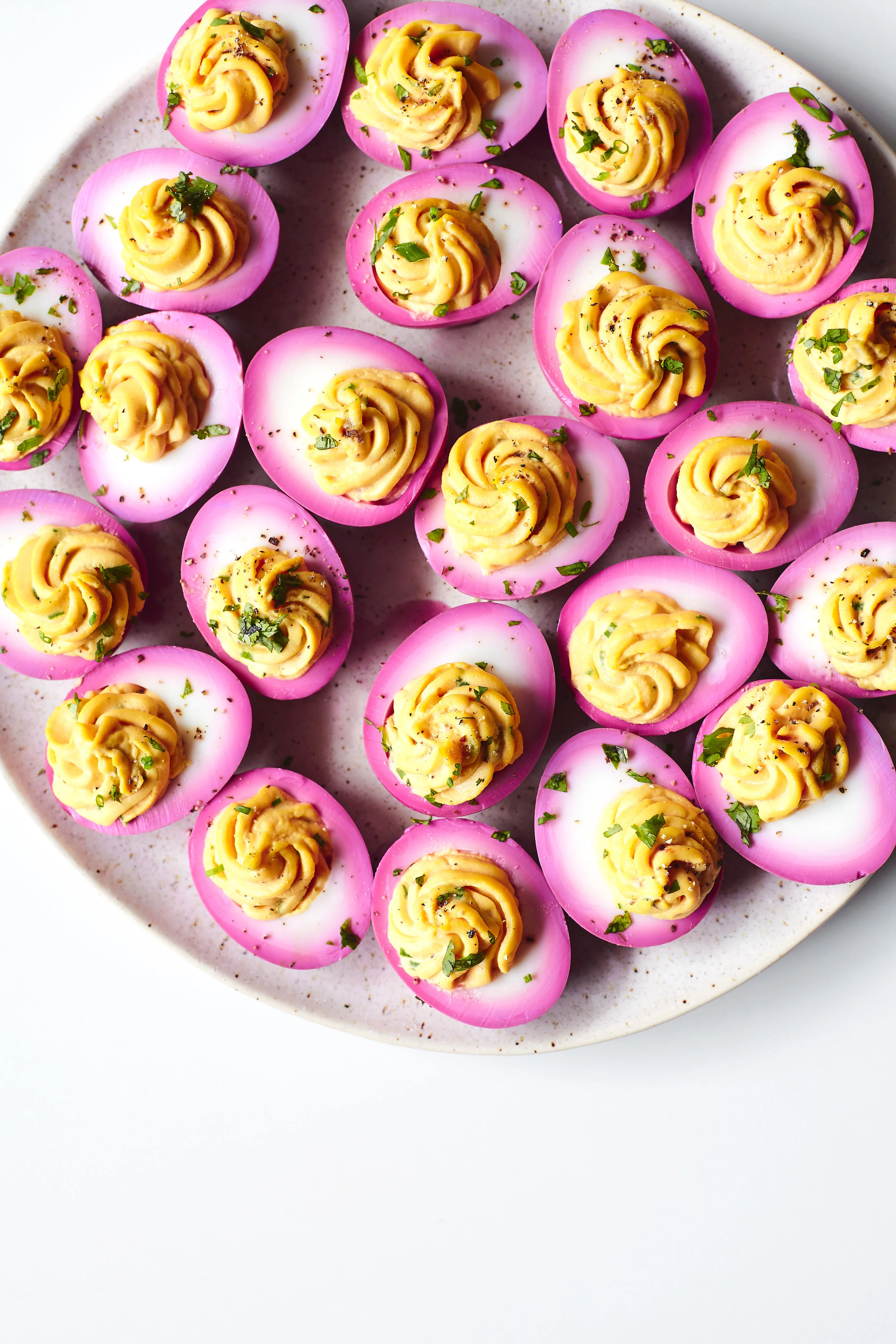 BEET STAINED DEVILED EGGS