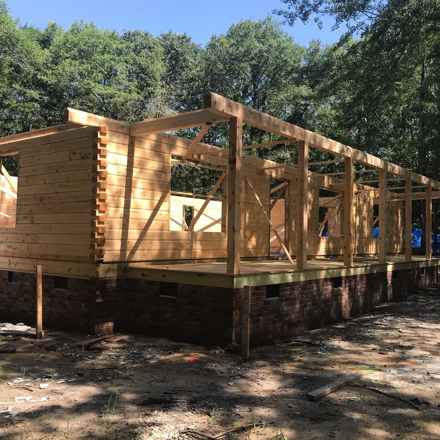 This beautiful 6x8 Northern White Cedar Dovetail Gable Log Home is coming along nicely! Can&rsquo;t wait to watch it progress!