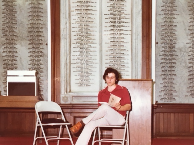 Reading with the Poets’ Lab at Memorial Hall Library in Andover, Mass., 1977.