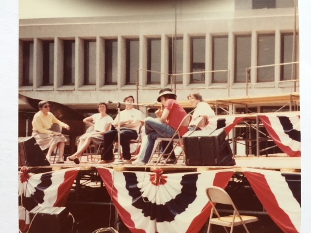  Reading with regional writers on JFK Plaza, Lowell City Hall, at the 1981 Lowell Festival 