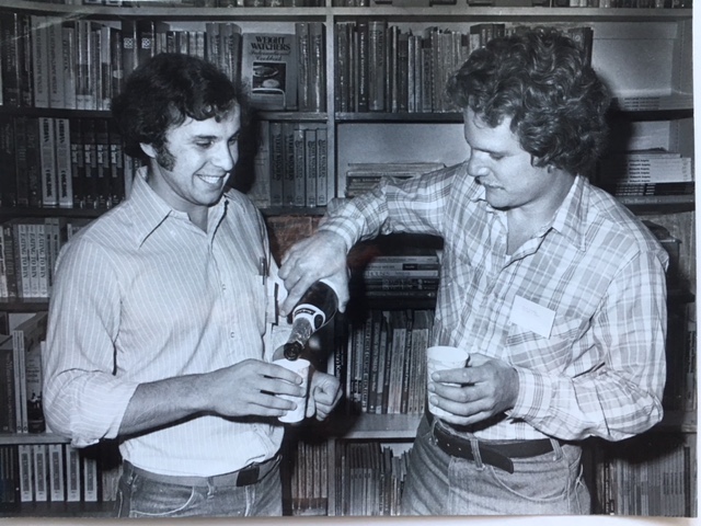  Co-editors of the  New England Poetry Engagement Book 1980 , PM and Eric Linder, owner of the Chelmsford Bookstore in Chelmsford, Mass., at the book launching, 1979. 