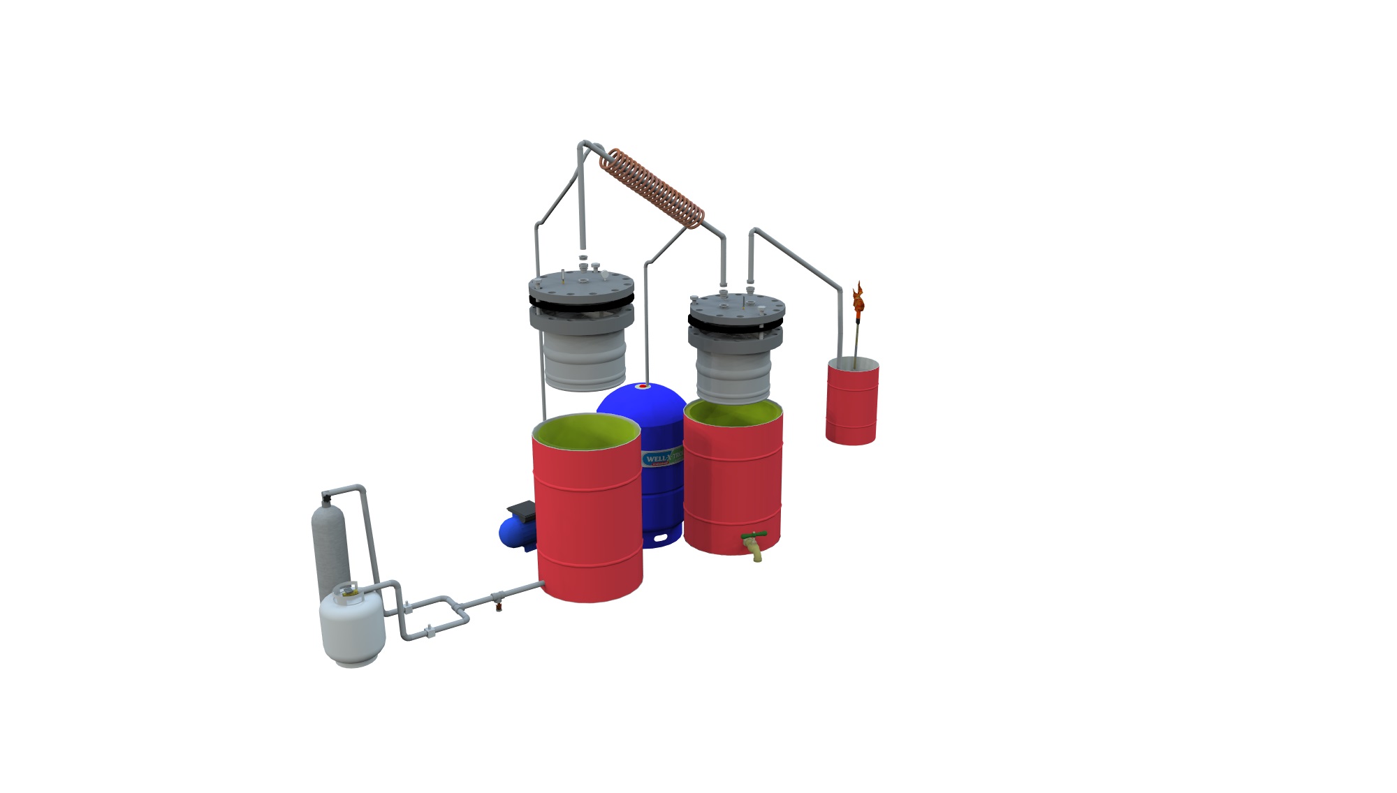Design for the second iteration of the pyrolyzer to be constructed with the spring 2016 Island School research students